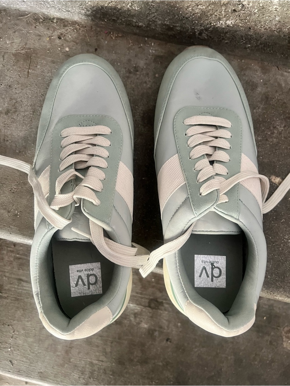DV by Dolce Vita Mint Green and Cream Low-Top Sneakers